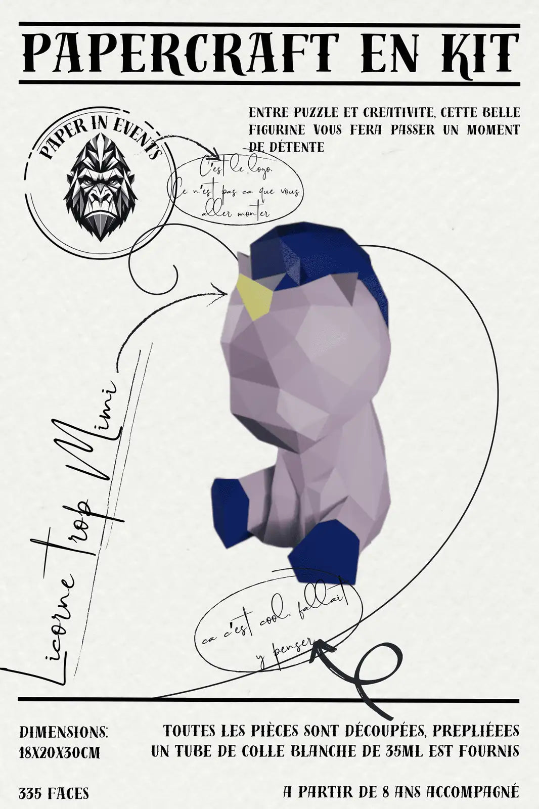 Papercraft licorne en papier – figurine 3D à monter soi-même