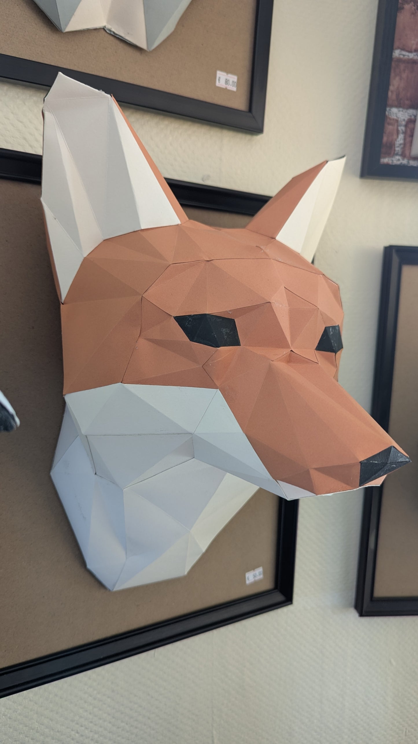 Papercraft tête de renard en papier 3D – décoration murale à assembler