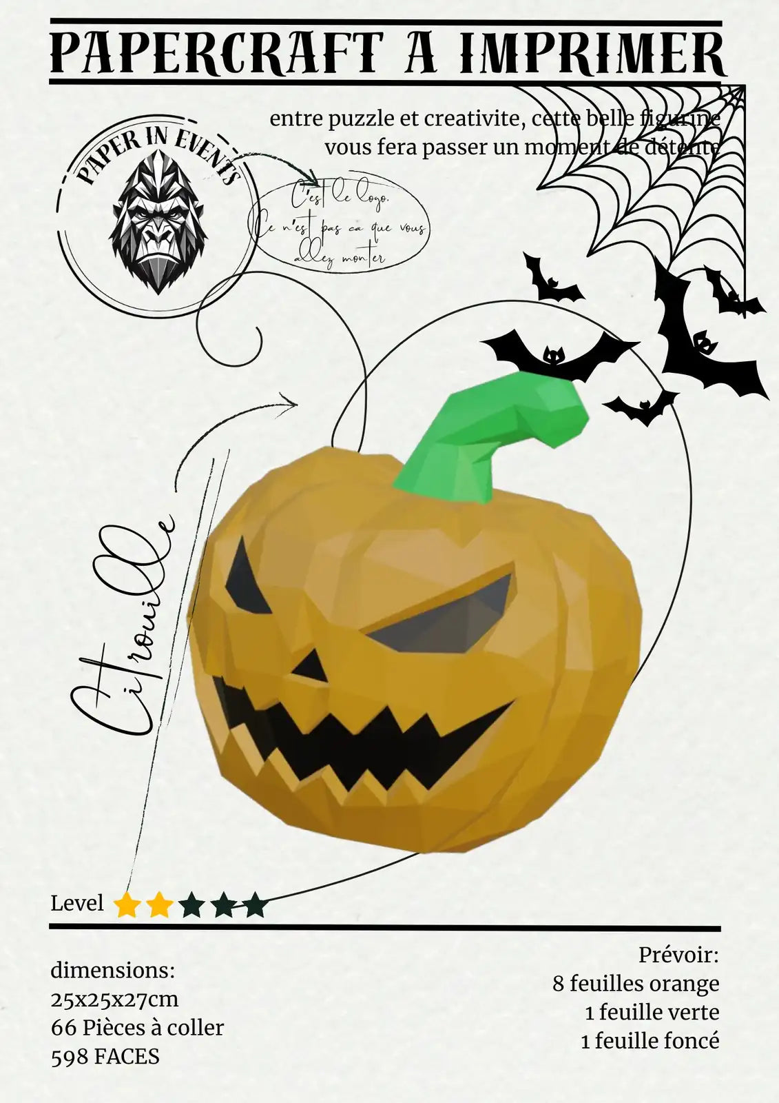 citrouille en papercraft a telecharger