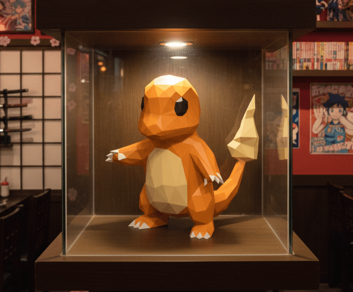 mise en situation salameche charmander papercraft