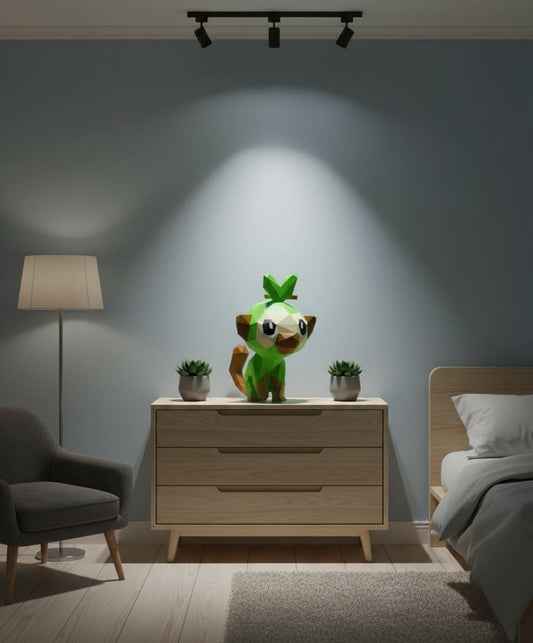 papercraft ouistempo dans une chambre exposé fièrement