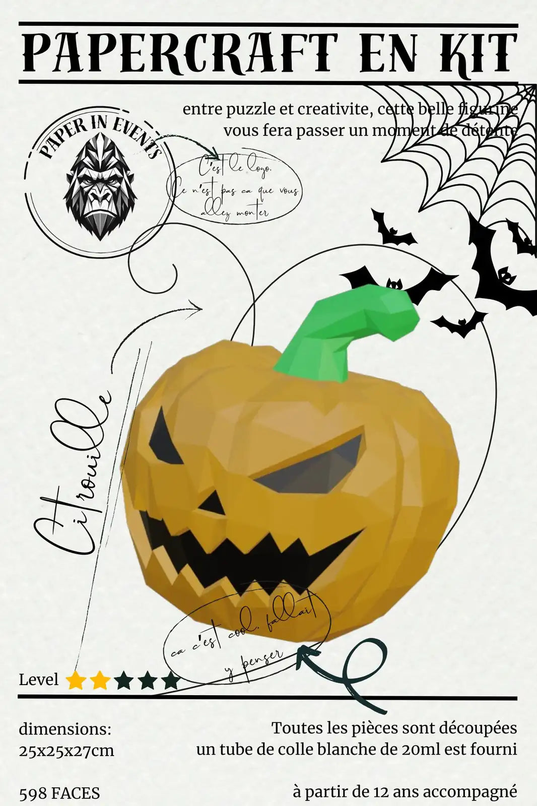 kit papercraft origami citrouille halloween