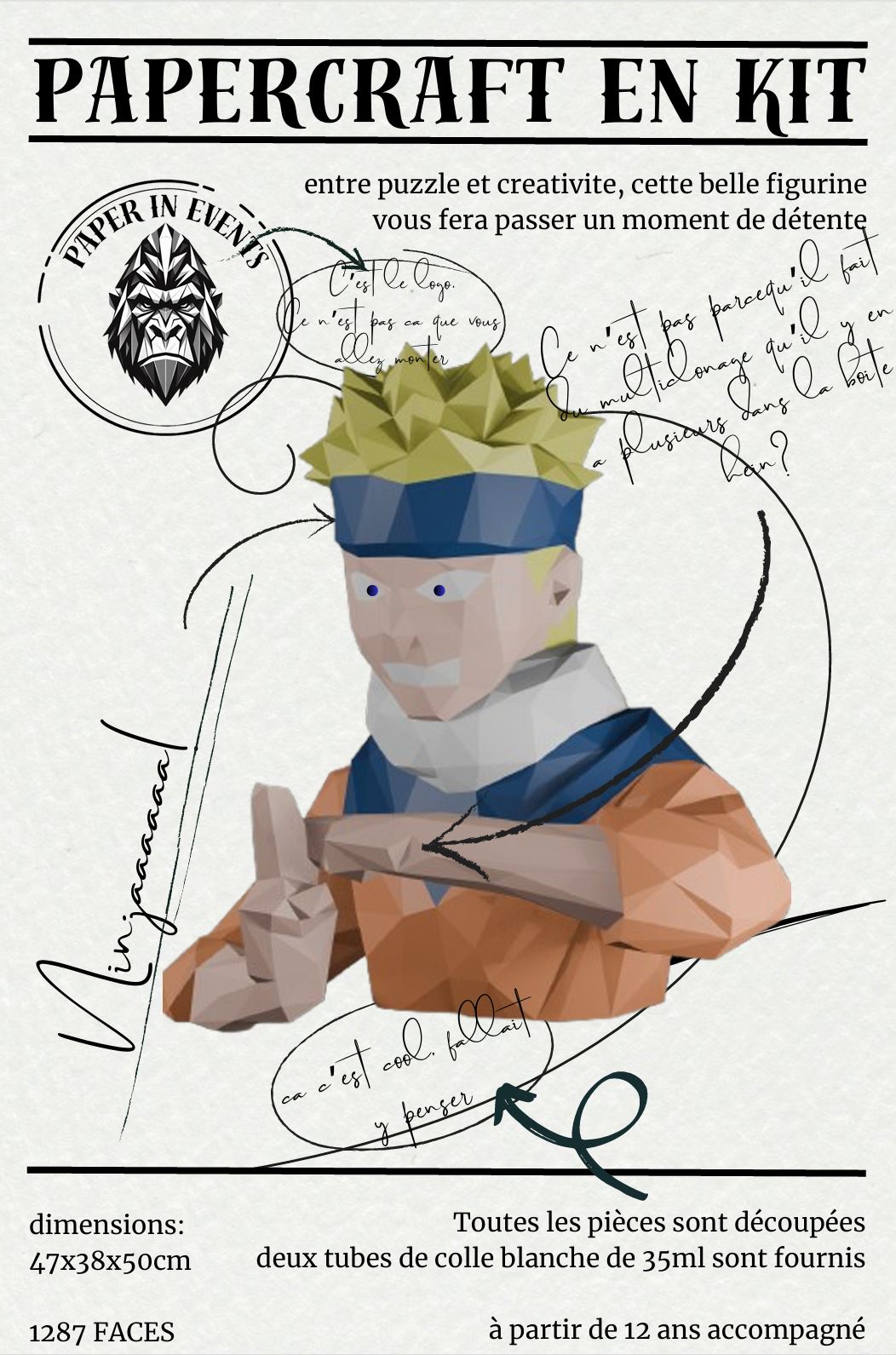 Papercraft Naruto en papier – figurine 3D à monter soi-même