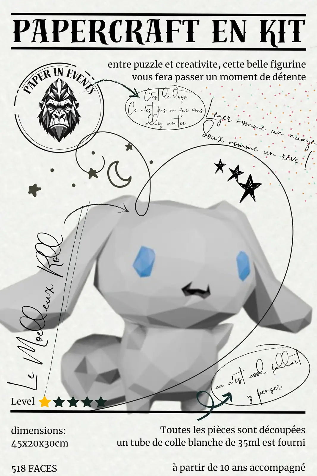 Papercraft Cinnamoroll – kit 3D en papier à monter