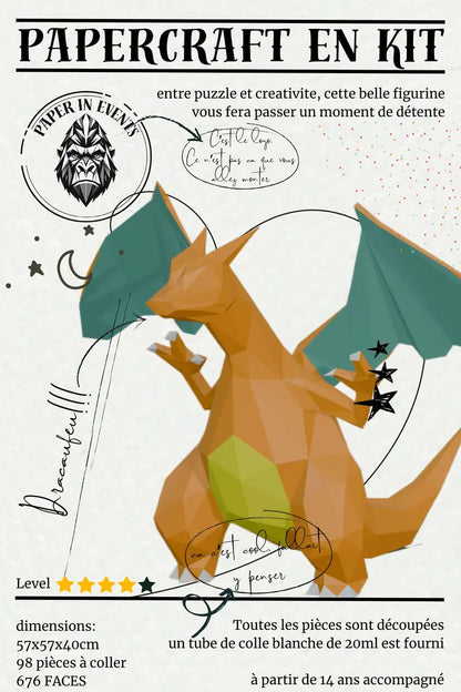 kit papercraft dracaufeu  pieces decoupees colle incluse