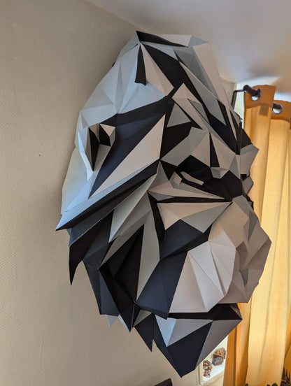 Décoration murale papercraft tête de gorille – kit papier 3D à fabriquer