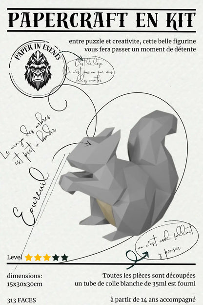 Papercraft écureuil en papier – figurine 3D à monter soi-même