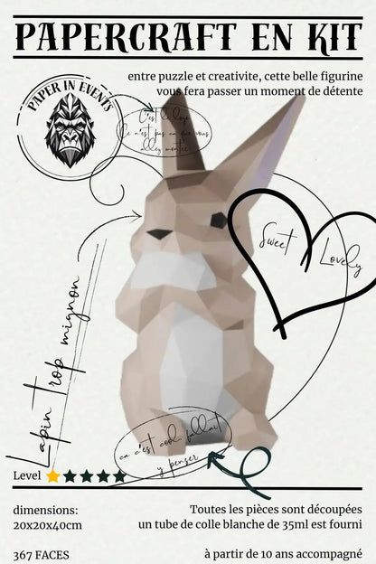Papercraft lapin – kit 3D en papier à monter