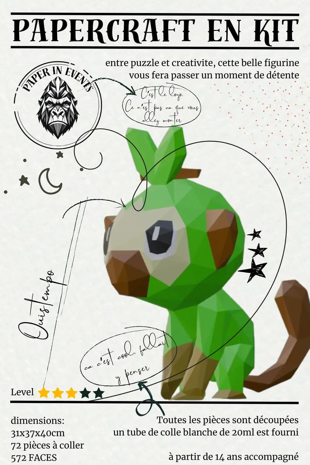 kit papercraft pokemon ouistempo origami