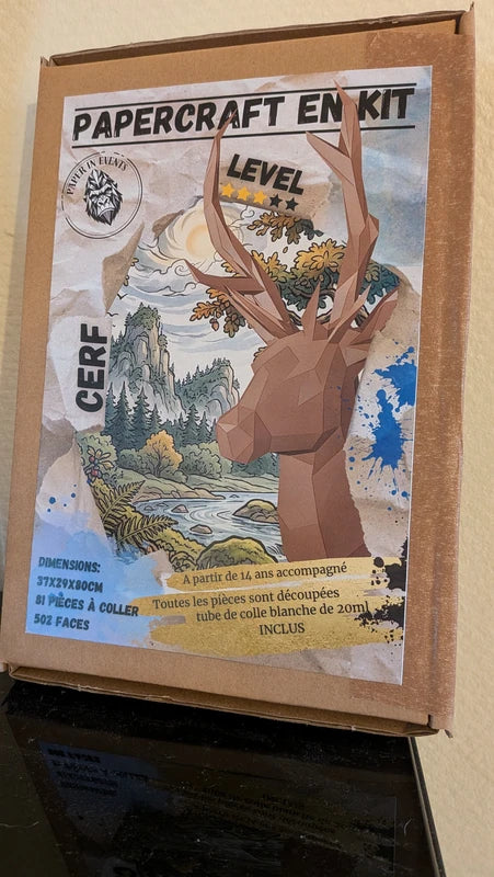 kit papercraft de la tète de cerf paper in events fermé avec belle emballage