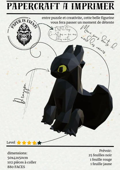 Krokmou – Papercraft Dragon 3D à Monter – Kit Collector DIY Paper In Events