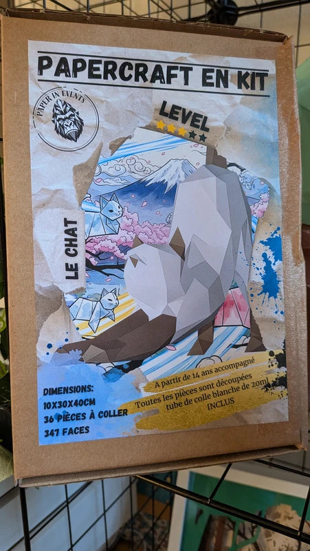 packaging du kit papercraft du chat de chez paper in events