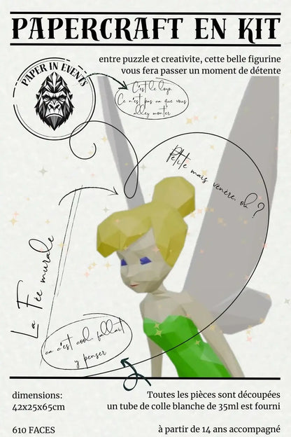 Papercraft Fée Clochette – kit 3D en papier à monter