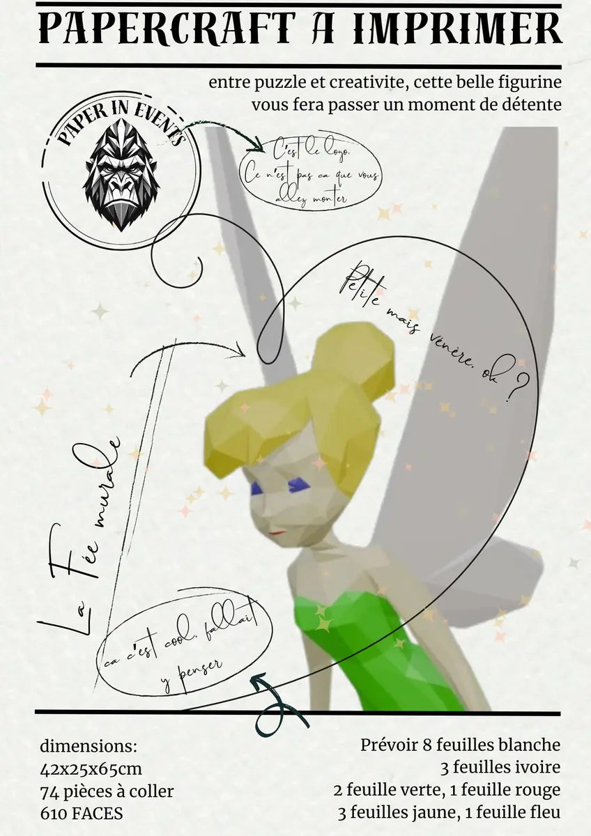 fée clochette a télécharger, imprimer découper et monter