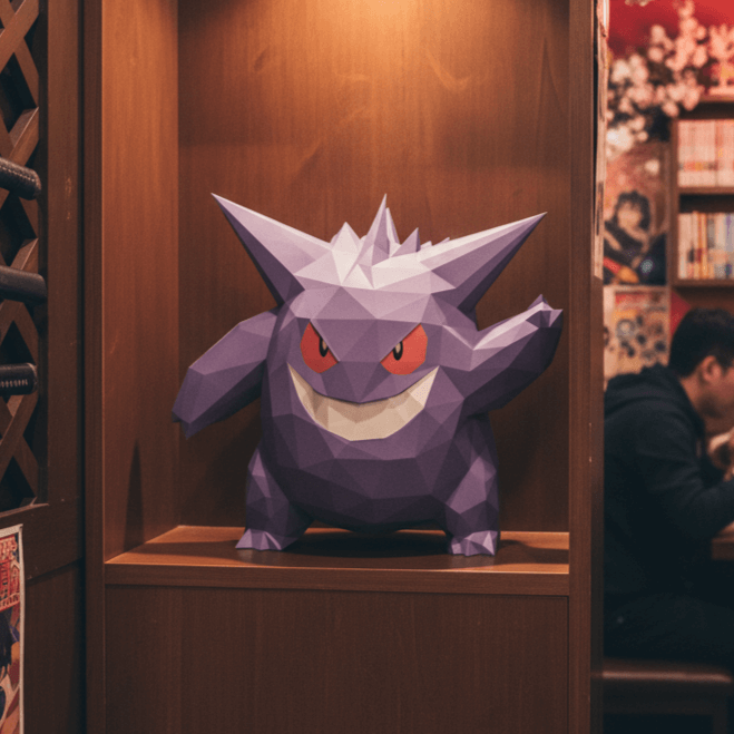ectoplasma gengar dans un restaurant papercraft origami