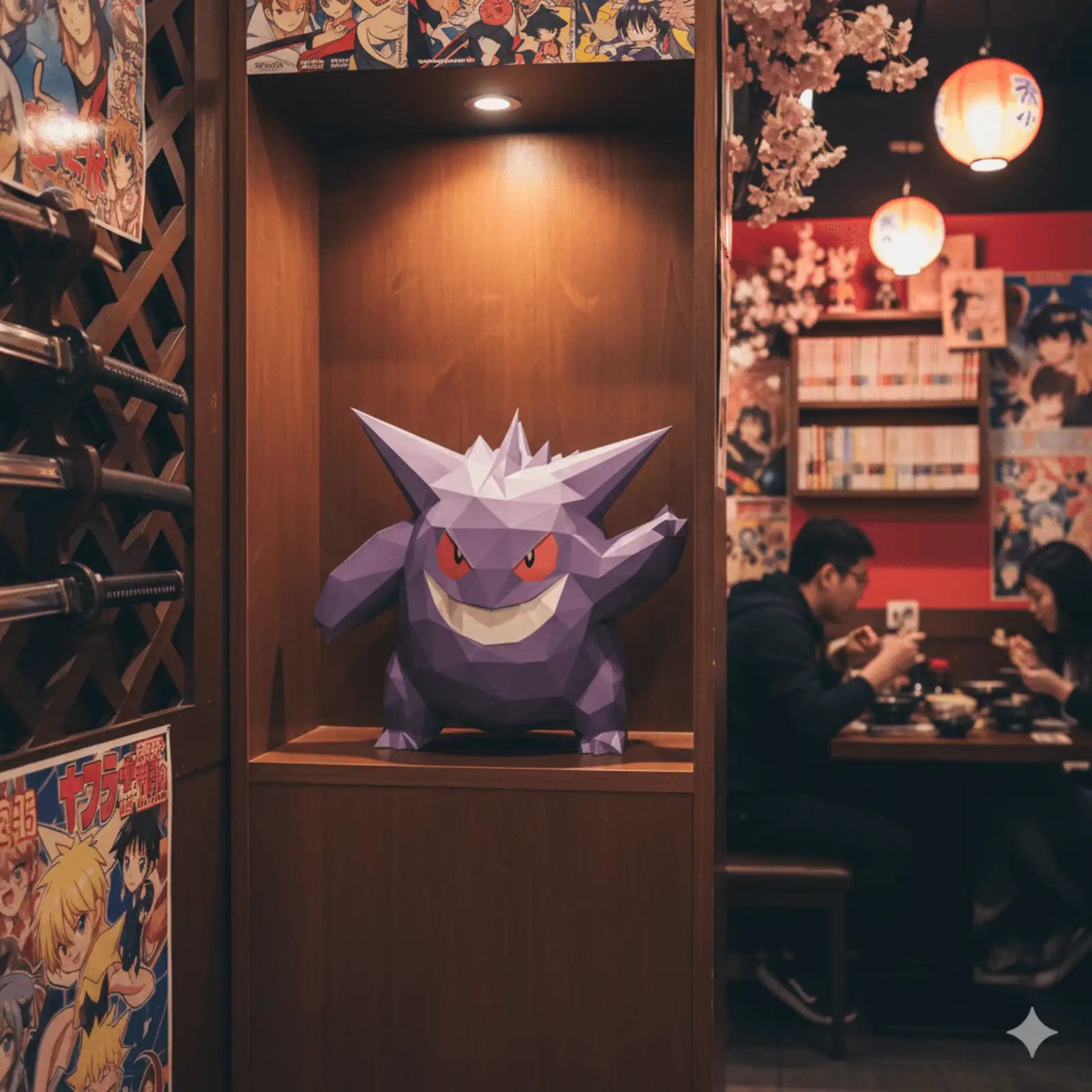 ectoplasma gengar dans un restaurant papercraft origami