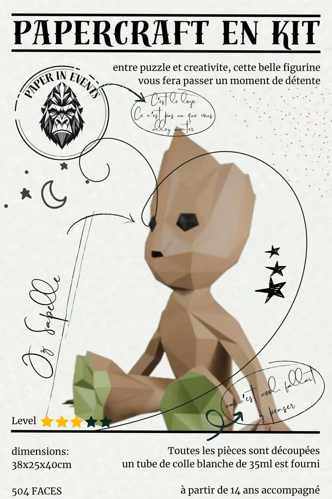 Papercraft Groot – kit 3D en papier à monter