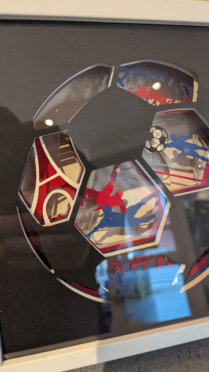 éclairage LED sur lightbox football découpée, vue rapprochée