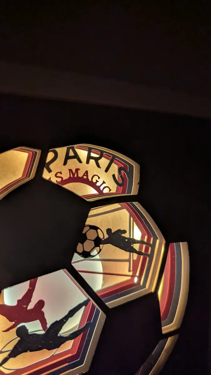 zoom sur lightbox foot en papier éclairée effet 3D