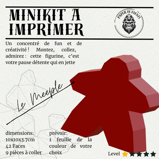 MiniKit Meeple – modèle origami papercraft 3D à imprimer et monter