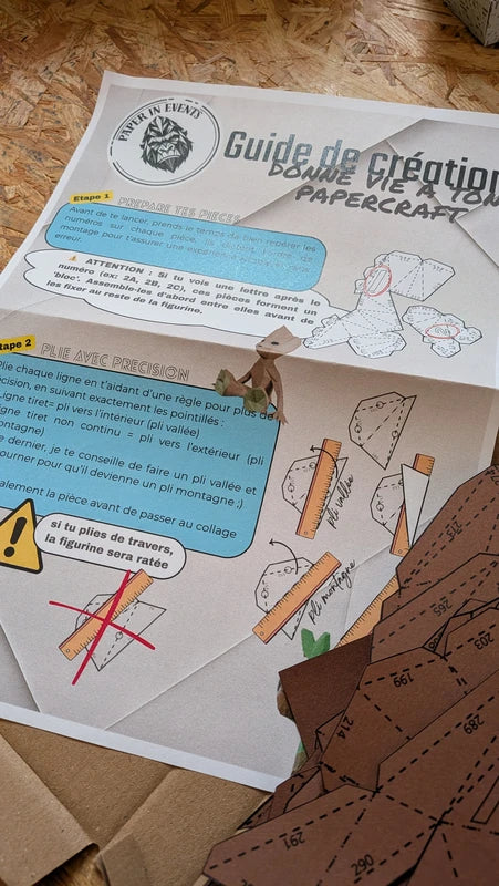 notice inclus dans chaque kit papercraft de chez paper in events
