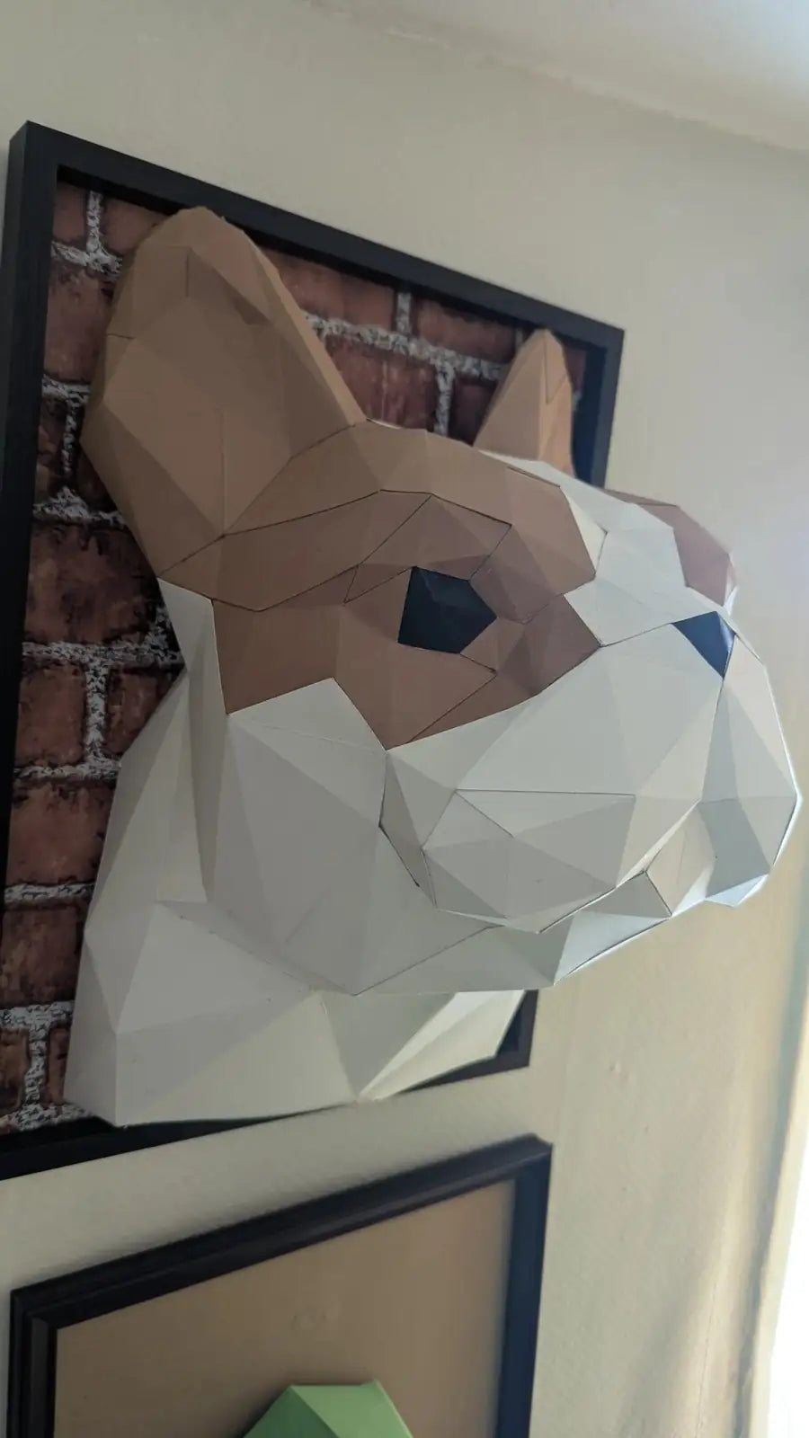 Papercraft tête de bouledogue français en papier 3D – décoration murale à assembler