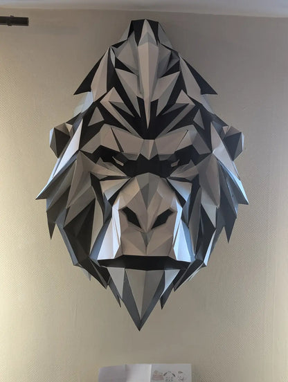 Papercraft tête de gorille en papier 3D – décoration murale à assembler