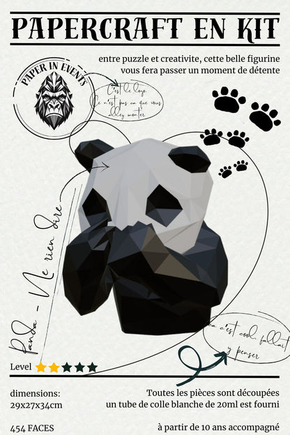 Papercraft pandas ne rien voir, ne rien dire, ne rien entendre – modèle DIY