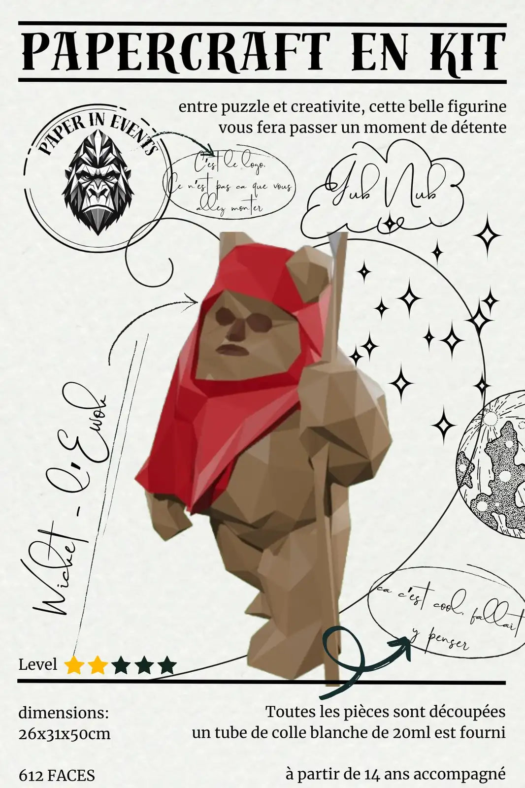 Kit papercraft Ewok Wicket – Paper In Events