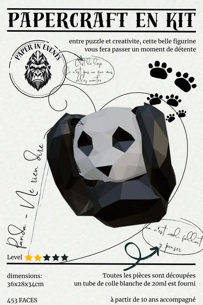 Figurines papercraft 3 pandas de la sagesse – sculpture en papier