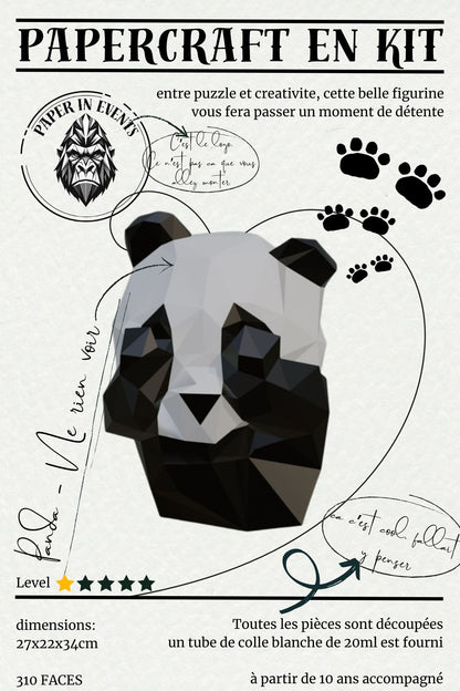 Papercraft 3 pandas de la sagesse en papier – figurines 3D à monter soi-même