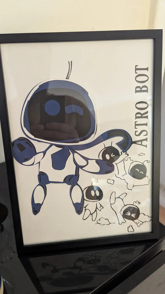 Cadre papercut Astro Bot – décoration murale en papier découpé