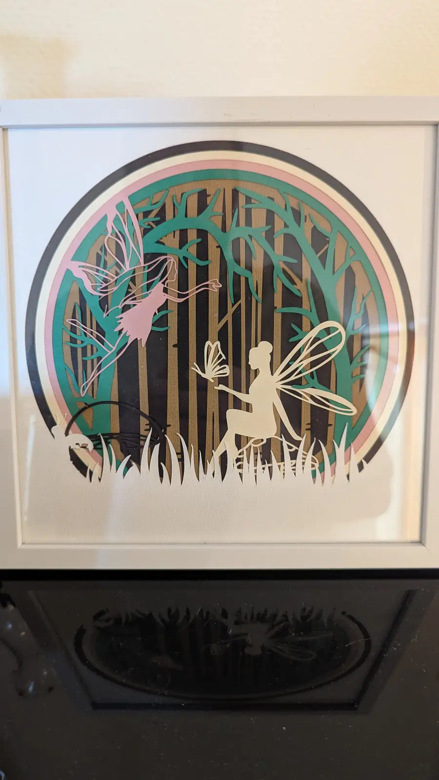 Cadre papercut fées – décoration murale en papier découpé