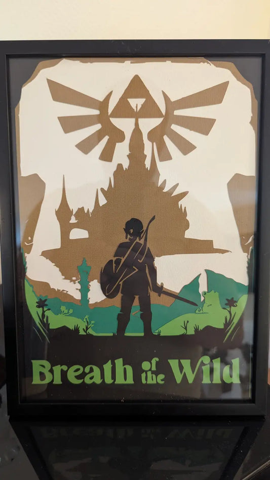 Cadre papercut Zelda Breath of the Wild – décoration murale en papier découpé