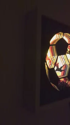 lightbox foot PSG style découpé en papier avec animation lumineuse