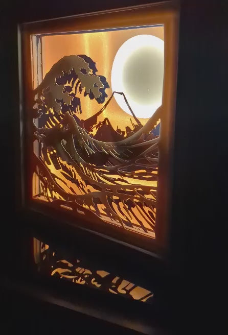 lightbox vague de kanagawa allumée