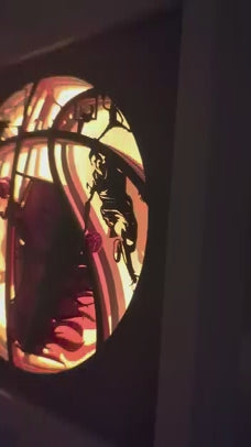 Vue globale de la lightbox NBA Chicago Bulls allumée en papercut, décoration murale basketball