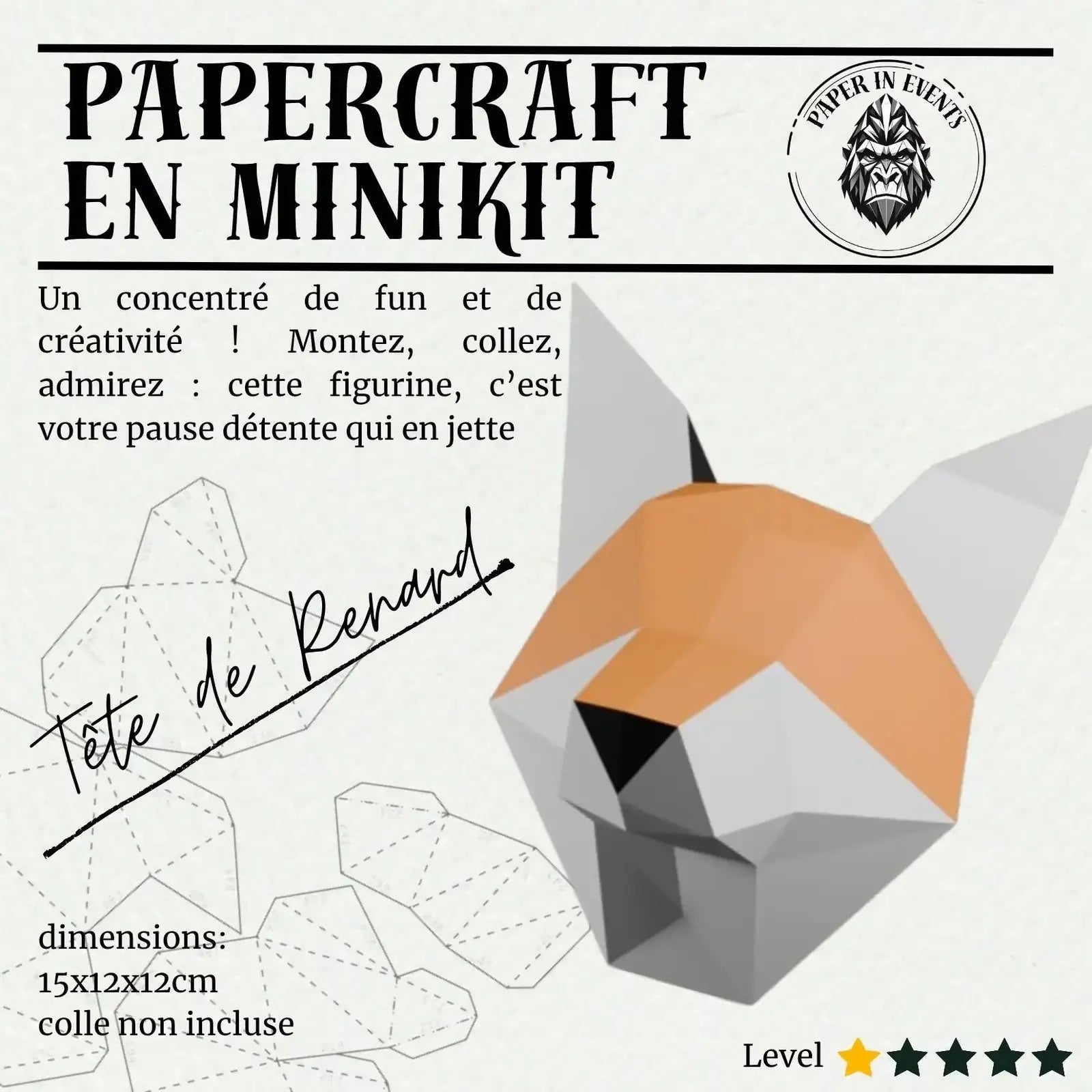 Papercraft renard – MiniKit 3D en papier à monter